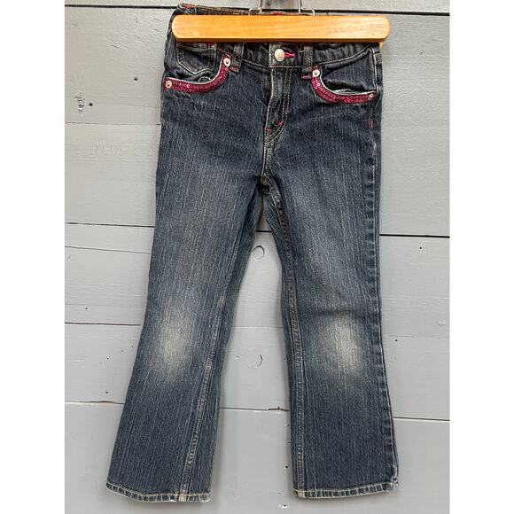 Levis Girls Denim Jeans Pink Sequence Detail 6X - Picture 1 of 7